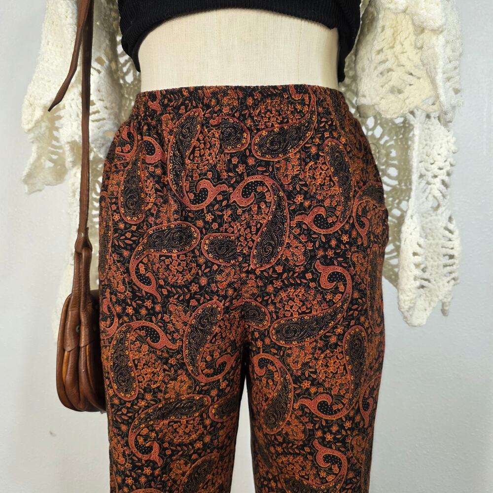 Vintage Byer California Paisley Pants Medium Brown Boho Fary Grunge Fall Pull On